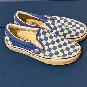 Vans Classic Blue and White Checkered Slip-Ons
